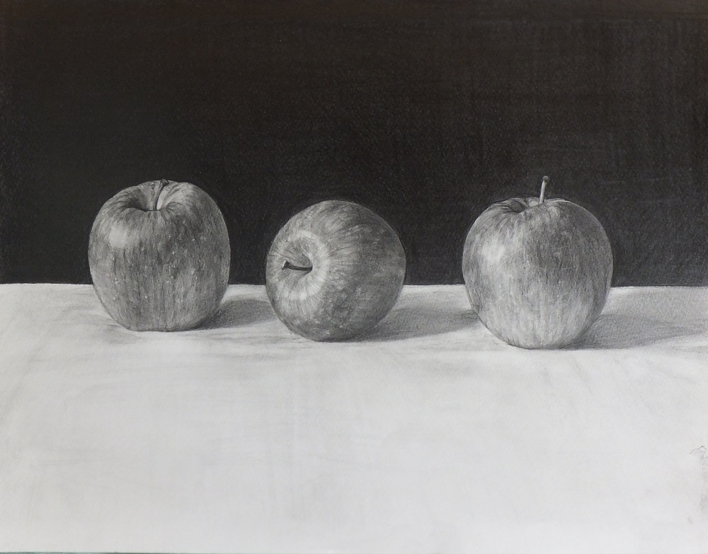 リンゴのデッサン 百工房アートスペース 岡山市の絵画教室